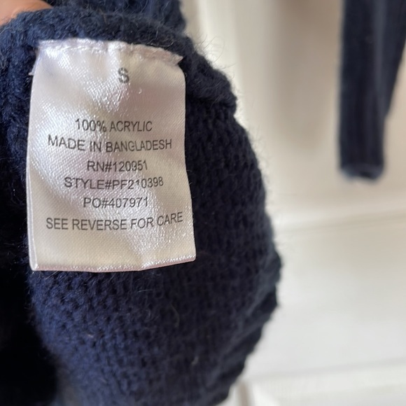 Pink rose navy blue chunky cable knit ribbed knitted crew neck Tunic sweater S - Picture 11 of 17